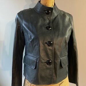 J Crew Sz S Steel Grey Leather Jacket